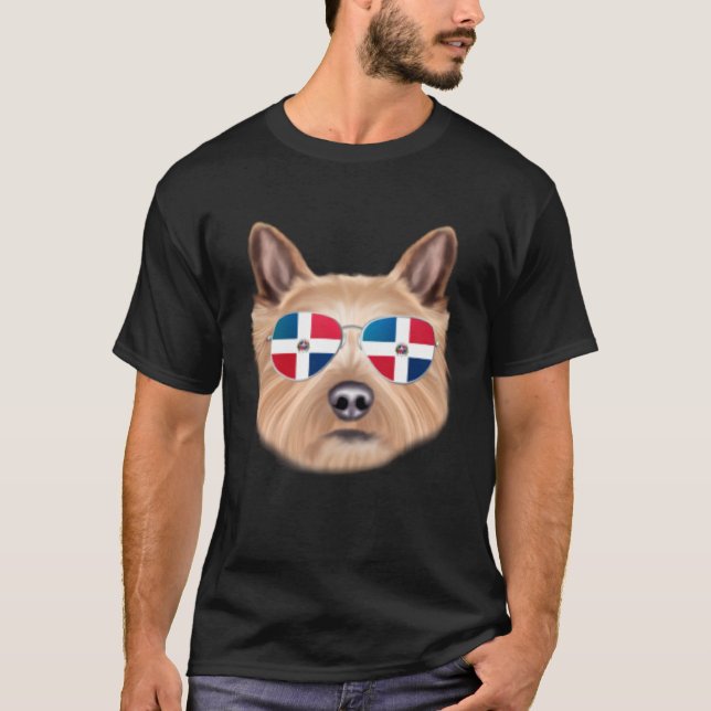 Camiseta Dominican Republic Flag Norwich Terrier Dog Pocket (Frente)