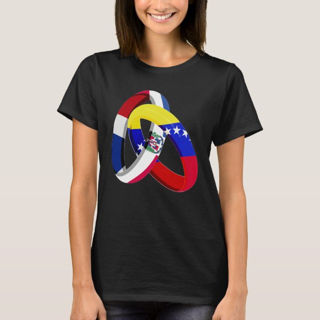 Camiseta Dominican Republic Flag Venezuela Ring Marriage We (Frente)