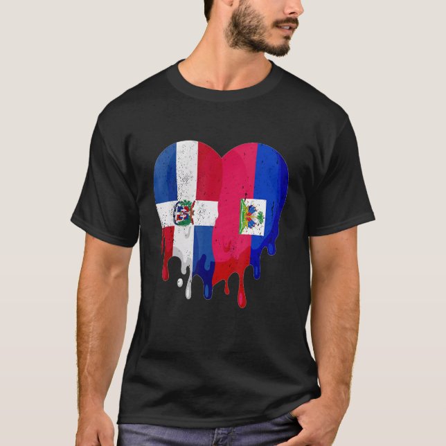 Camiseta Dominican Republic Haiti Flag Heart Citizen Patrio (Frente)