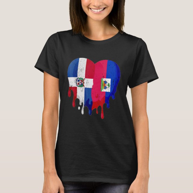 Camiseta Dominican Republic Haiti Flag Heart Citizen Patrio (Frente)