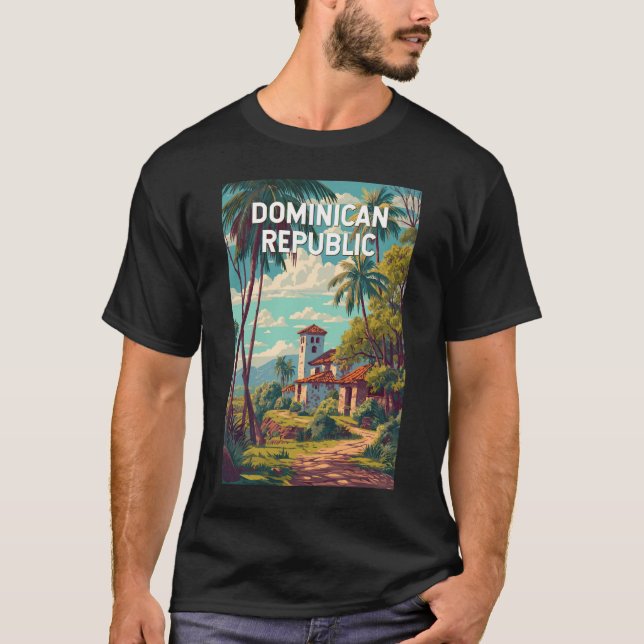 Camiseta Dominican Republic Illustration Travel Art Vintage (Frente)