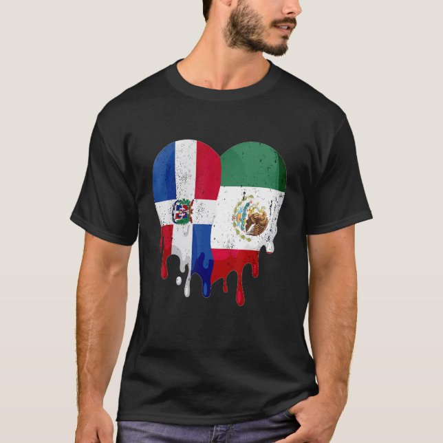 Camiseta Dominican Republic Mexico Flag Heart Citizen Patri (Frente)