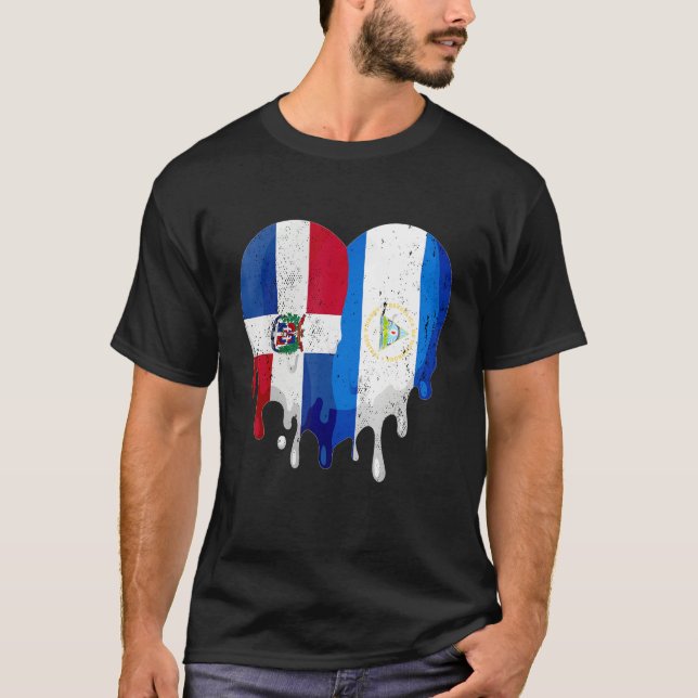 Camiseta Dominican Republic Nicaragua Flag Heart Citizen Pa (Frente)