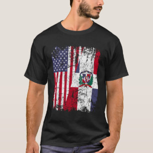 Camiseta Dominican Roots Half American Flag Dominican Flag