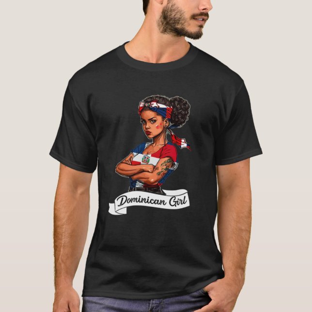 Camiseta Dominicana Girl Flag RD Dominican Republic Pride W (Frente)