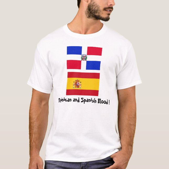 Camiseta DominicanR_flag, Spain_flag, Dominican e período… (Frente)