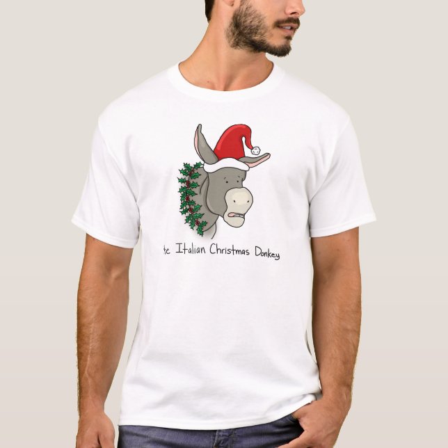 Camiseta Dominick o asno italiano do Natal (Frente)