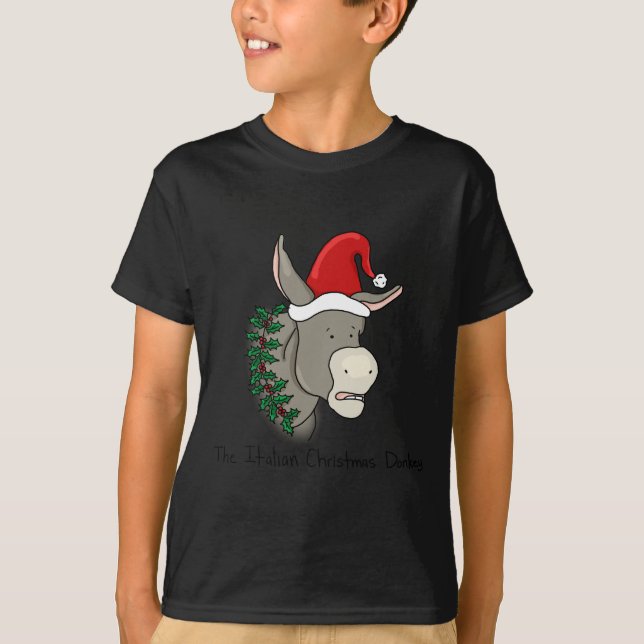 Camiseta Dominick o asno italiano do Natal (Frente)