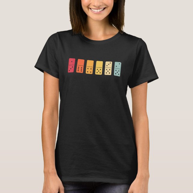 Camiseta Domino Azulejo Conselho Jogo mulheres Dominó retrô (Frente)