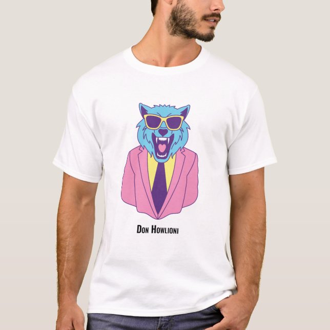 Camiseta Don Howlioni - Lobisomem em terno rosa (Frente)