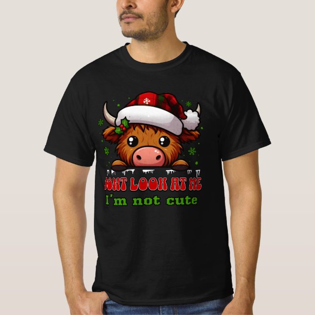 Camiseta Don’t Look at Me, I’m Not Cute – Reindeer Design (Frente)
