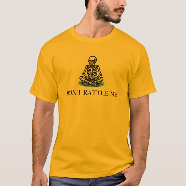 Camiseta Don’t Rattle Me Skeleton Gadsden Flag Parody (Frente)