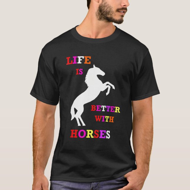 Camiseta Dona da Vida de Cavalos de Equitação Equ (Frente)