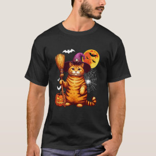 Camiseta Dona de Fantasia de Gata Bruxa Halloween Gorda Fam