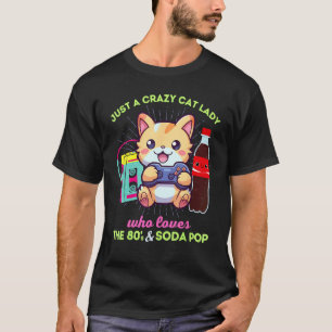 Camiseta Dona de Gato Louca Que Ama Jogos Refrigerante & Os