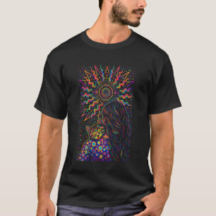 Camiseta Dona de Gato Psicodélico Design Hippie Trippy