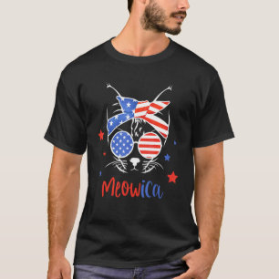 Camiseta Dona do Gato Meowica Com Óculos de Sol da Bandeira