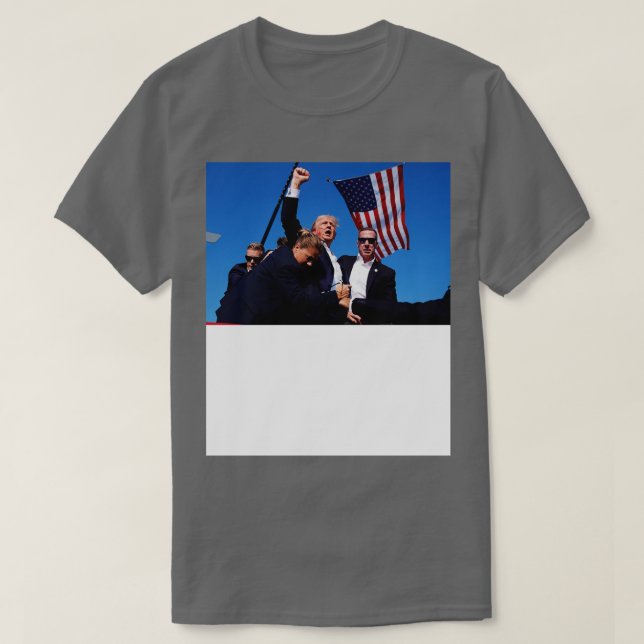 Camiseta Donald Assassination American Flag (Frente do Design)