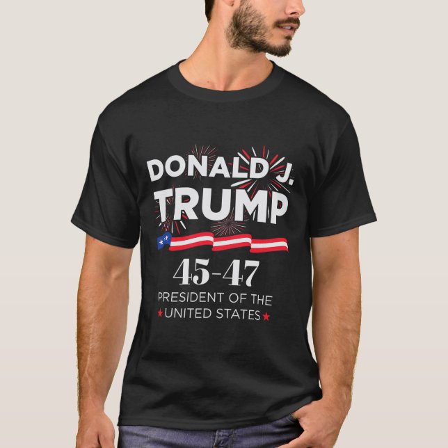 Camiseta Donald J. Trump 45 47 Presidente Dia da Inauguraçã (Frente)