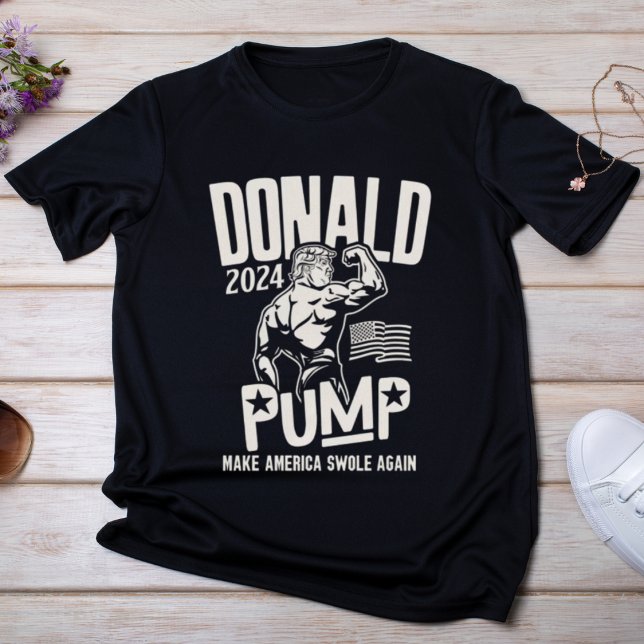 Camiseta Donald Pump 2024: Faça a América Swole Novamente (Criador carregado)