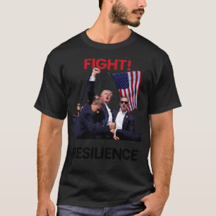 Camiseta Donald Trump 2024 Fist Raise Fight Resilience Blac