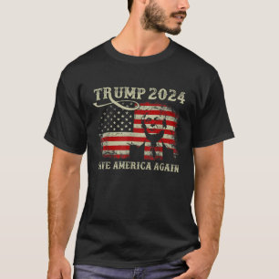 Camiseta Donald Trump 2024 Salva a América novamente bandei