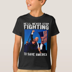 Camiseta Donald Trump 2025 Nunca Vai Parar De Lutar Para Sa