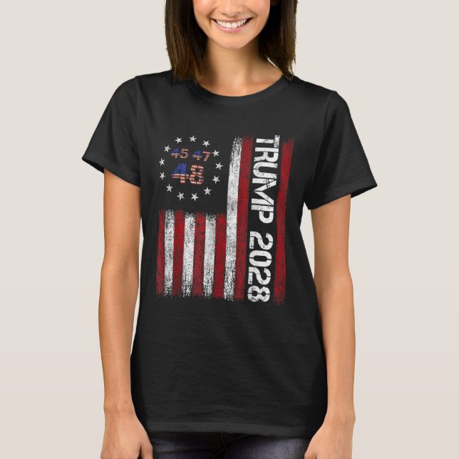 Camiseta Donald Trump 2028 Trump 45 47 48º Presidente Ameri (Frente)