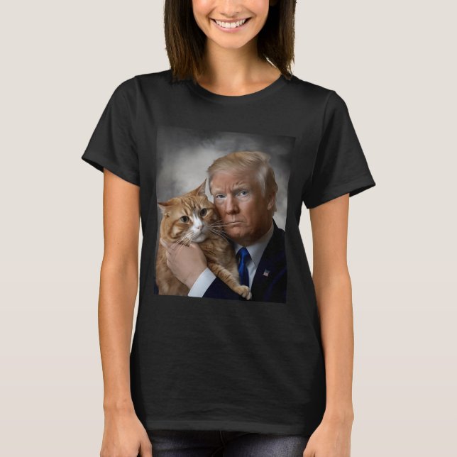 Camiseta Donald Trump And Cat Funny Trump And Cat, Litical  (Frente)