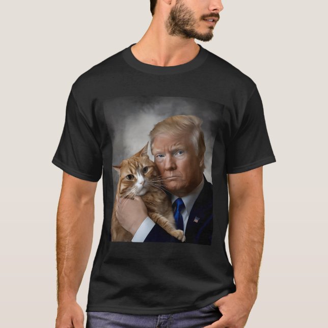 Camiseta Donald Trump And Cat Funny Trump And Cat, Litical  (Frente)