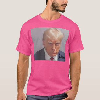 Camiseta Donald Trump Assinou Design Mugshot - Negrito E Íc
