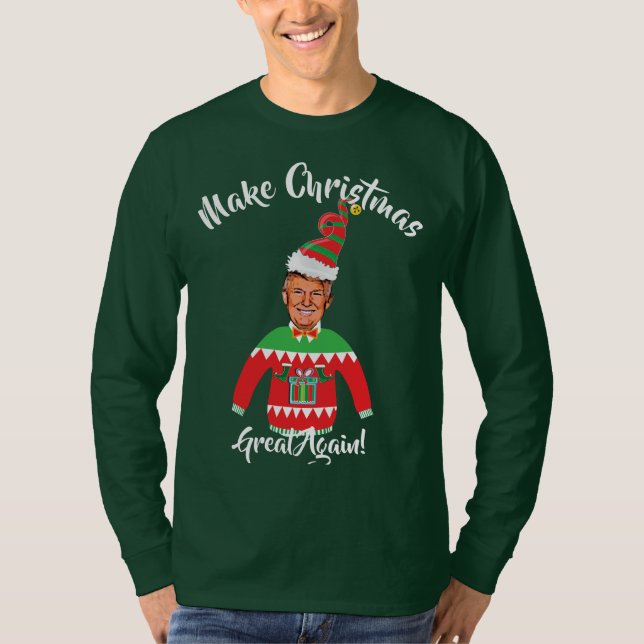 Camiseta Donald Trump Christmas Ugly Christmas Sweater (Frente)