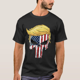 Camiseta Donald Trump Hair Presidente Skull Leve América de
