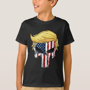 Camiseta Donald Trump Hair Presidente Skull Leve América de