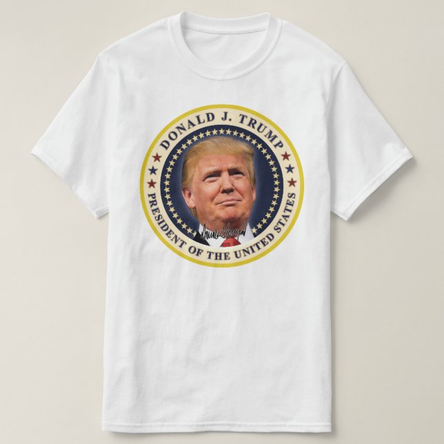Camiseta Donald Trump Inauguração Douradas Estrelas Souveni (Frente do Design)