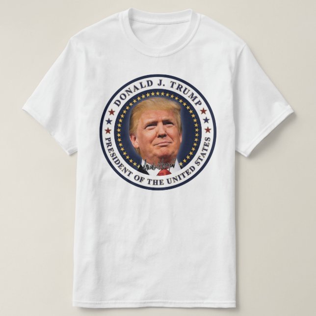 Camiseta Donald Trump Inauguração Douradas Estrelas Souveni (Frente do Design)