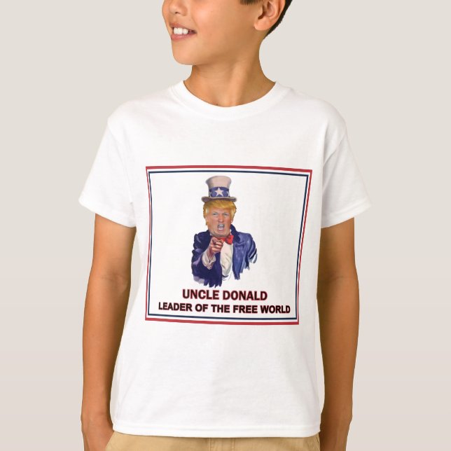 Camiseta Donald Trump/líder do tio Sam do mundo livre! (Frente)