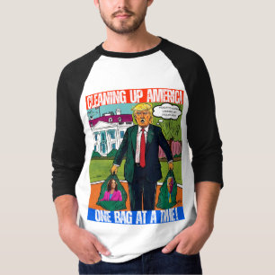 CAMISETA DONALD TRUMP - LIMPAR A AMÉRICA, UM SACO POR VEZ