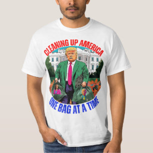 CAMISETA DONALD TRUMP LIMPAR A AMÉRICA UM SACO POR VEZ