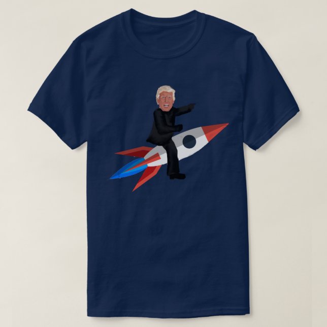 Camiseta Donald Trump monta um Rocket (Frente do Design)
