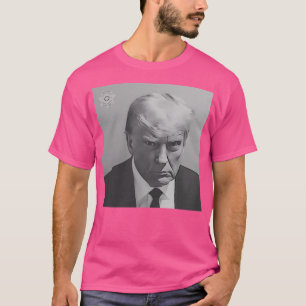 Camiseta Donald Trump Mugshot - Branco Preto