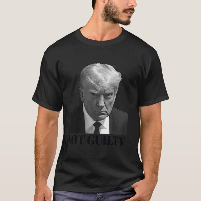 Camiseta Donald Trump Mugshot Não Culpado Pró Presidente Ar (Frente)