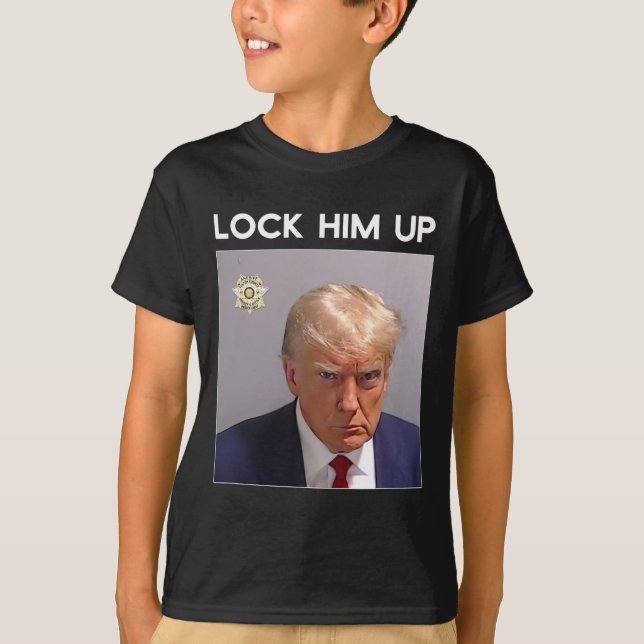 Camiseta Donald Trump Mugshot O Bloqueia Trump Mug Shot (Frente)