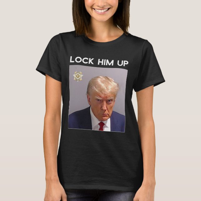 Camiseta Donald Trump Mugshot O Bloqueia Trump Mug Shot (Frente)
