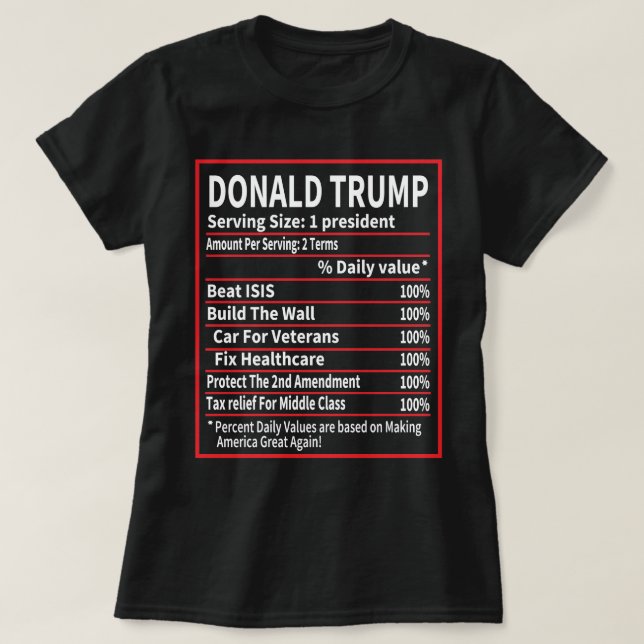 Camiseta Donald Trump Nutrição Fatos - Feliz Natal  (Frente do Design)