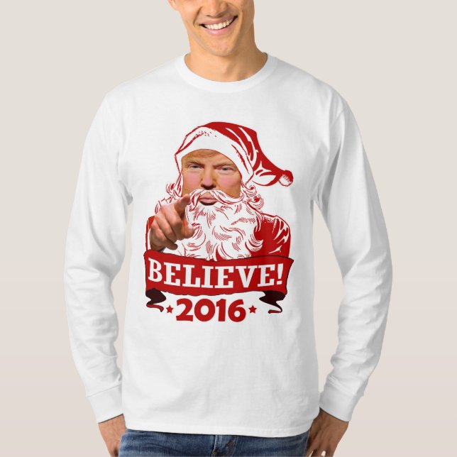 Camiseta Donald Trump Papai Noel acredita 2016 (Frente)