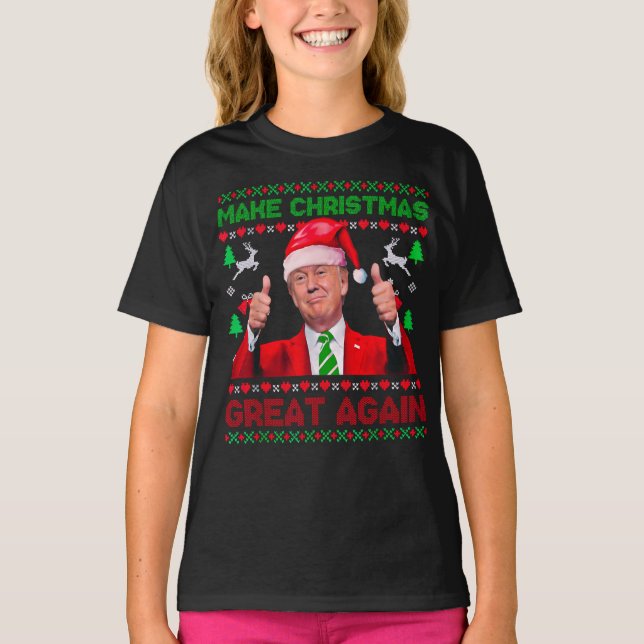 Camiseta Donald Trump Papai Noel faz Excelente de Natal nov (Frente)