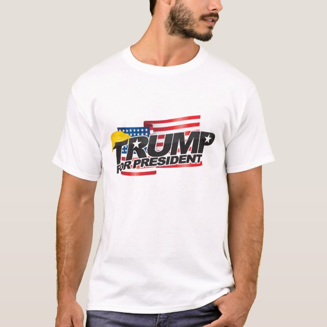 Camiseta Donald Trump Para Presidente (com cabelo) Tee (Frente)