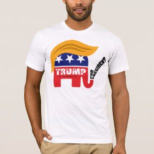 Camiseta Donald Trump Para Presidente GOP Elefante Cabelo