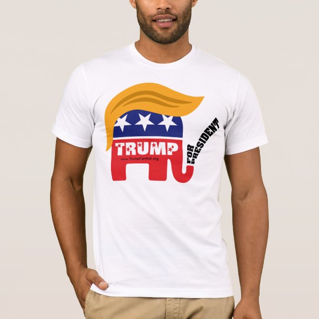 Camiseta Donald Trump Para Presidente GOP Elephant Hair (Frente)